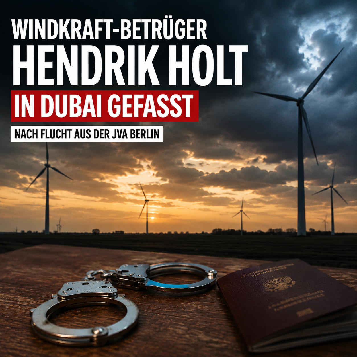 Windkraft-Betrüger Hendrik Holt: Nach Flucht aus JVA Berlin in Dubai gefasst Windkraft-Betrüger Hendrik Holt: Nach Flucht aus JVA Berlin in Dubai gefasst